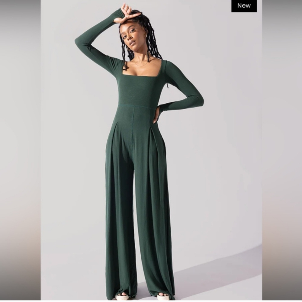 Popflex Go with the Flow Hunter Green Jumpsuit Small (27")